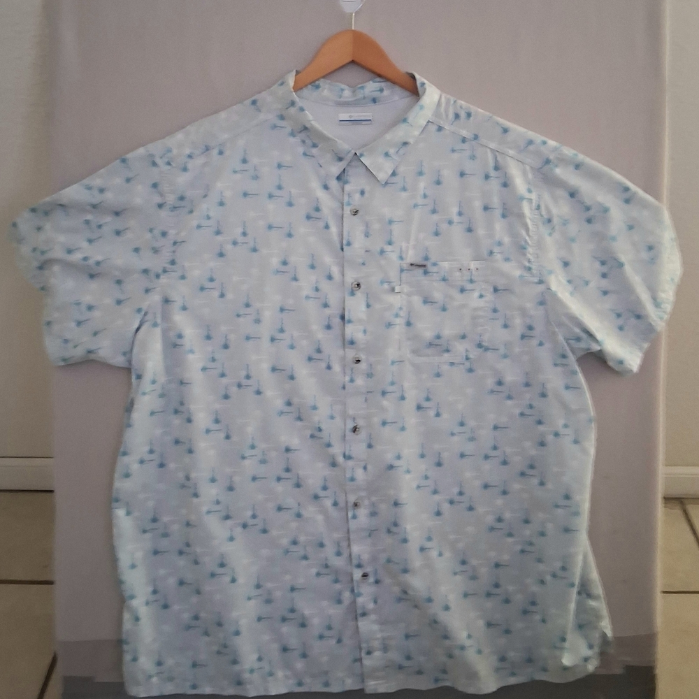 Columbia Sportswear PFG Outdoors Short Sleeve Shirt : 4X : Fishhook Pattern